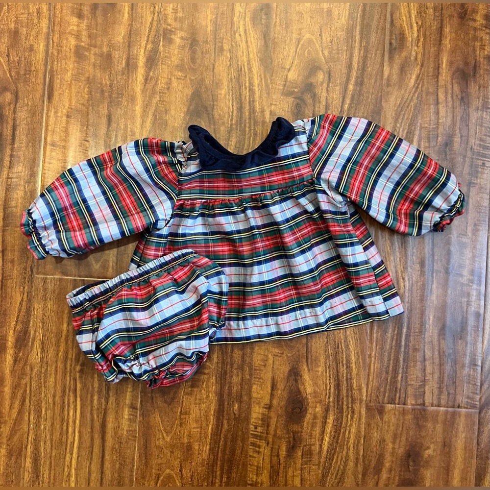 Eliza James Christmas plaid two piece set 9m
